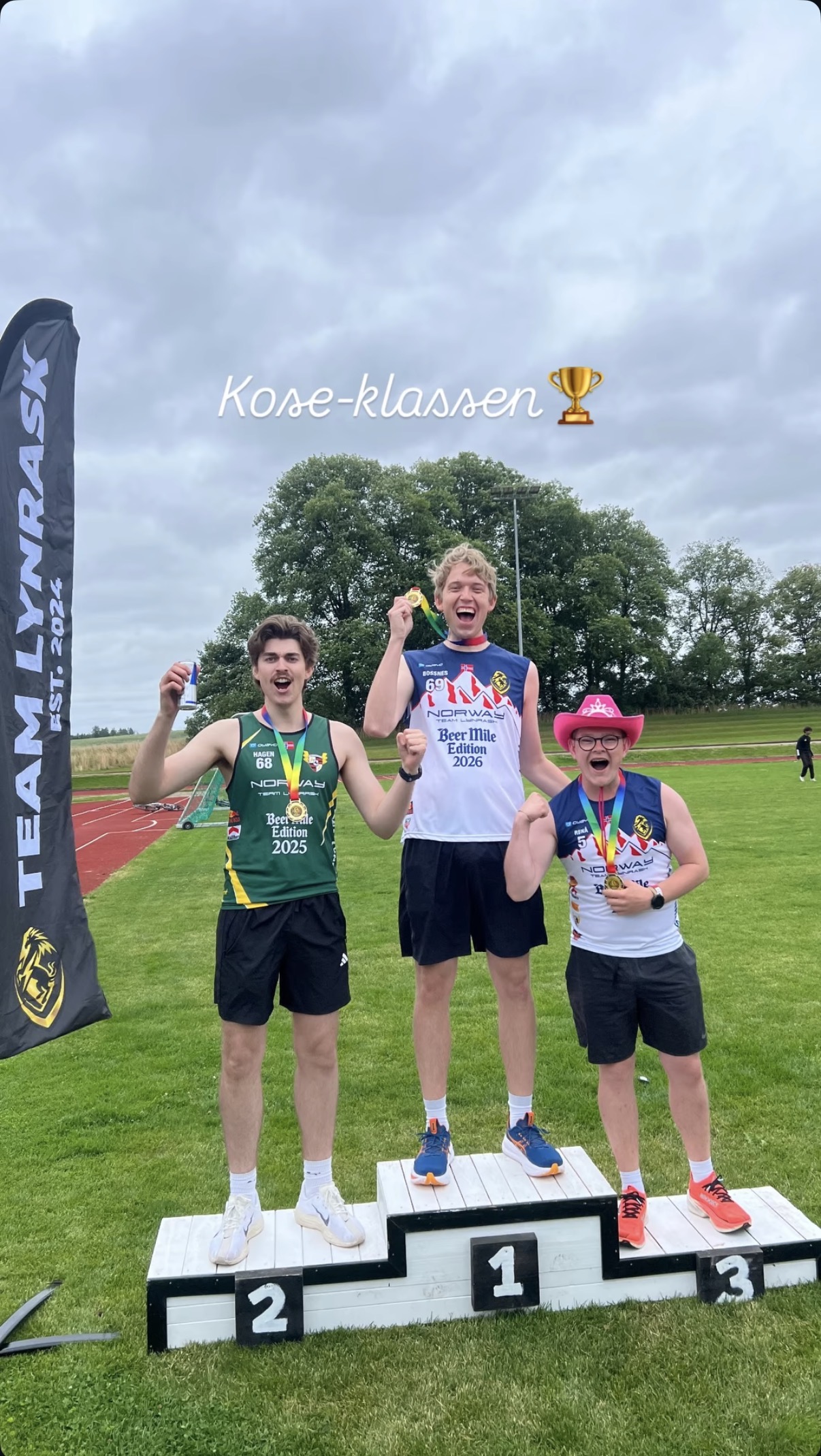 Beer Mile 2025 podium — Team Lynrask