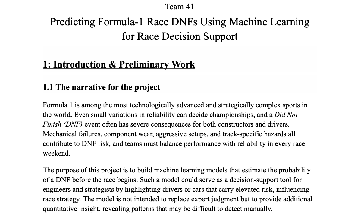 F1 DNF analysis report